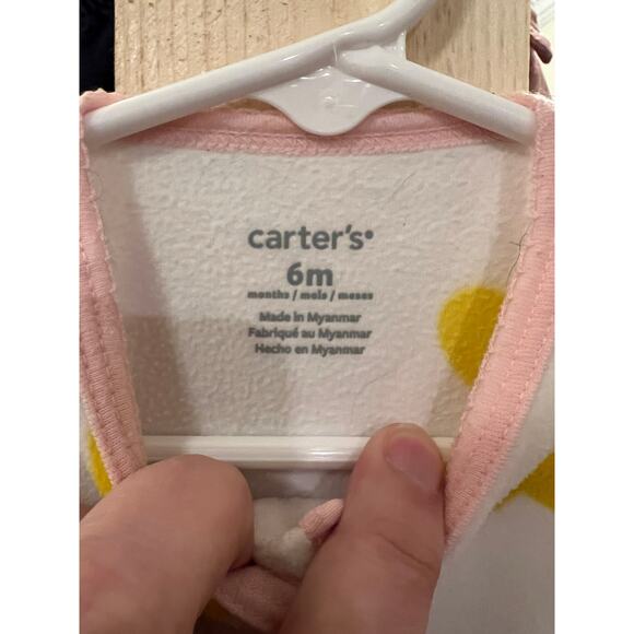 Carter’s 6M Heart Print Footed Sleeper Pajamas Pink Yellow - Picture 3 of 3